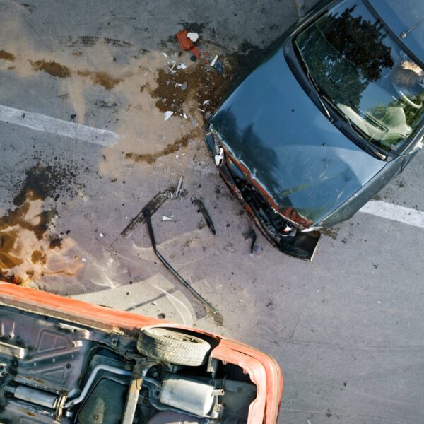 an overhead view of a car on the side of the road